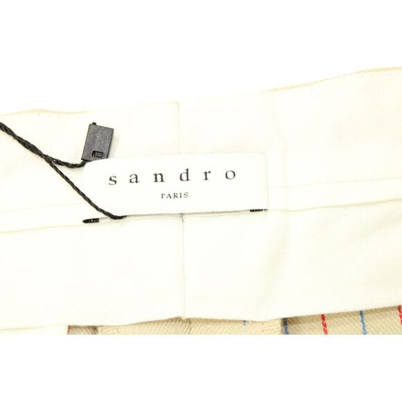 Sandro Paris Cropped Pants Multicolored Polka Dot Women Beige Carrot Pants - Picture 4 of 7